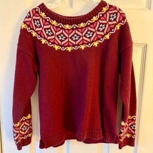 Kids Ski Sweater - Burgundy and Pink